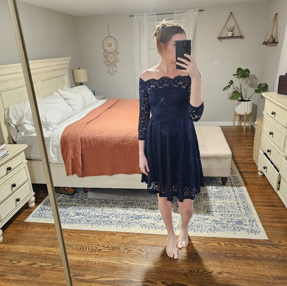 Navy Blue Lace Dress Size Small